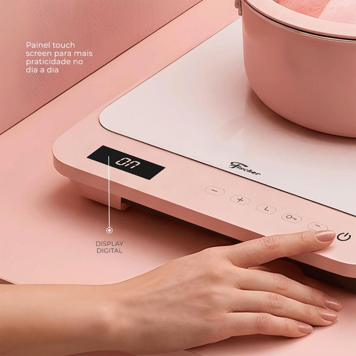 Cooktop de Indução Portátil Fischer 1 Boca Bivolt Touch Screen Cinza Eiger